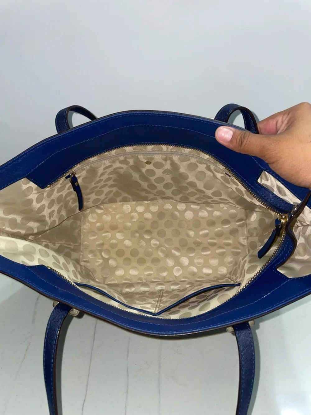 Kate Spade Cedar Street Harmony Color-block Two Toned Navy Blue Tote Bag Purse